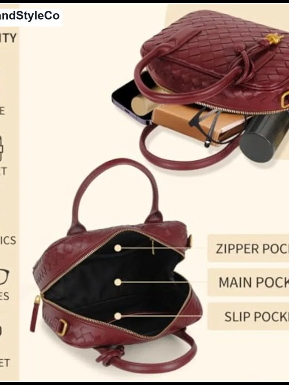 Handmade Woven Leather Top Handle Bag Crossbody Purse Vegan Leather Hobo